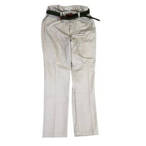Thom Aaron Mens Khaki Chino Pants Straight Leg Tan W36 L30 With Green Belt